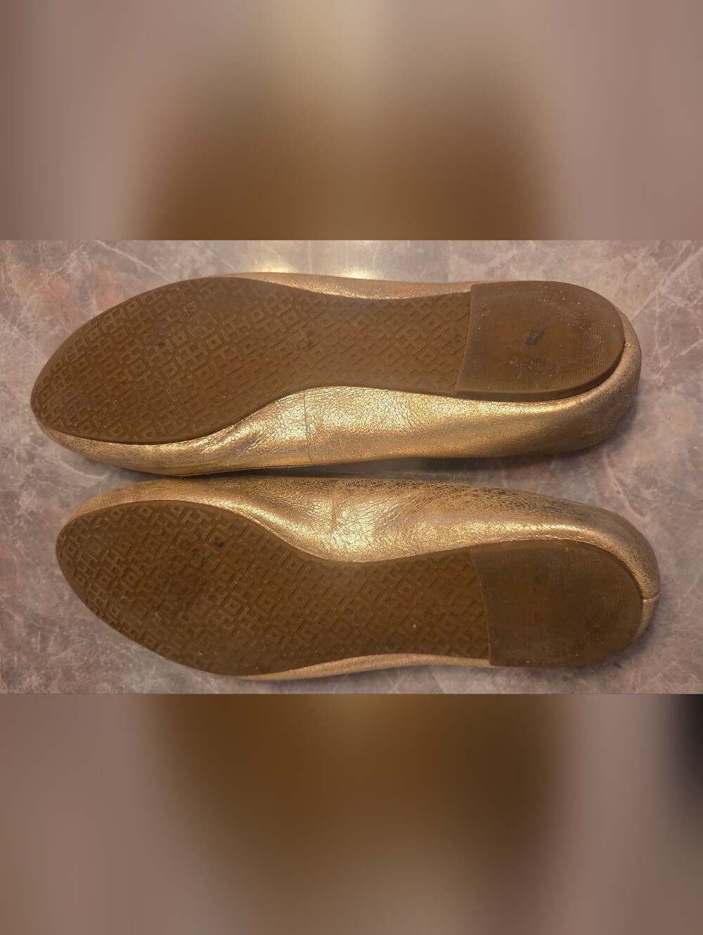 Tory Burch Metallic Gold Leather Ballet Flats - Picture 6 of 6